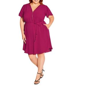 City Chic Sweet Fling Dress In Magenta Size 24